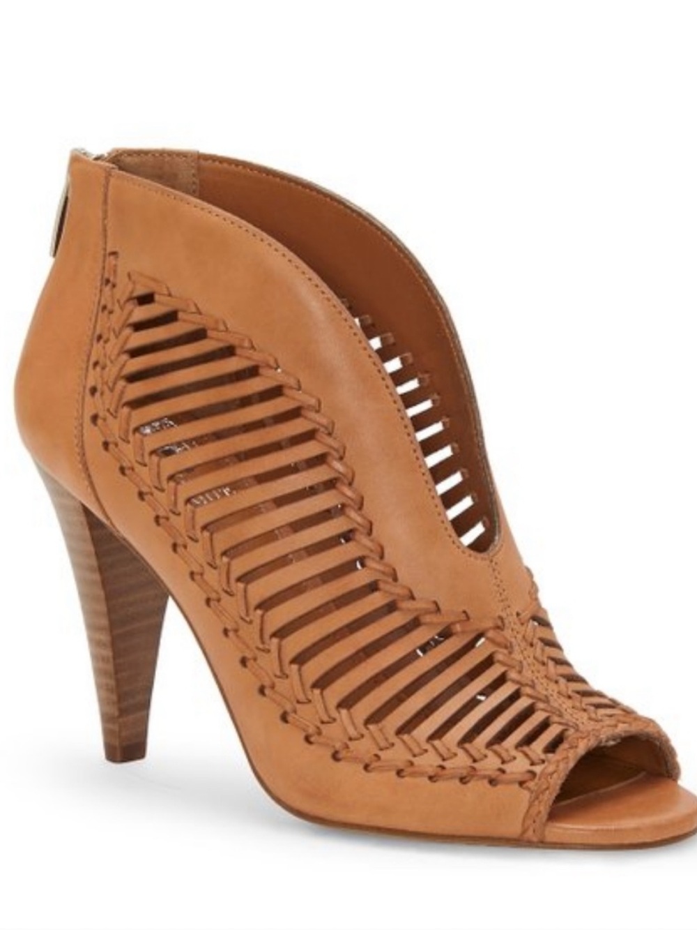 EUC VINCE CAMUTO Acha Woven Peep-Toe Cutout Heel